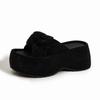 Pantuflas de Suela Gruesa con Lazo para Mujer 2026 Verano Nueva Moda Zapatos que Aumentan la Altura para Uso en Exteriores Sandalias Antideslizantes con Pedrería