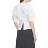 Sumeihui 2026 Nova Coleção Primavera/Verão Estilo Lem Simples e Versátil Top com Cintura Marcada por Pregas Gola Redonda Camiseta de Manga Curta para Mulheres