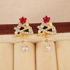 Coreia do Sul Série Natal Luz Luxo Moda Requintado Zircão Árvore de Natal Brincos Estilo Socialite Nicho Design Brincos