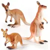 Set de 3 Figuras de Canguro Figuras de Animales Realistas de PVC Incluye Canguro Madre con Cría Juguetes de Fauna del Bosque para Niños Decoración Educativa de Animales