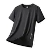 Camiseta Masculina de Seda de Gelo Manga Curta Verão Venda Quente Esportiva Secagem Rápida Respirável Seda de Gelo Masculina Solta Tamanho Plus Size até 8XL Pode ser Aberta ao Meio