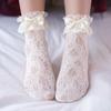 Calcetines de malla de encaje JK de media caña, calcetines japoneses de pantorrilla dulce, calcetines Lolita suaves y ahuecados para mujer