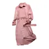 Vestido Chemise de Manga Longa Estilo Hepburn para Mulheres, Nova Coleção Outono e Inverno 2026, Cintura Marcada, Emagrecedor, Design Elegante