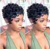 Venta Caliente Transfronteriza Pelucas Afro Rizado Pixie Rizado Europeo y Americano para Mujer Pelucas de Fibra Sintética Red de Rosa Venta al por Mayor desde Fabricante