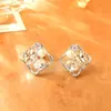 Pendientes Cuadrados de Perla y Circonita Inspirados en el Diseño, Pendientes de Moda Dopamina Coloridos de Alta Gama, Accesorios de Estilo Chica Dulce Fresca