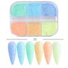 Glitter para uñas caliente transfronterizo caja de 6 rejillas color mágico transparente fino lentejuelas de puntos irregulares combinación lentejuelas para uñas