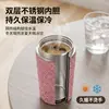 Termo Incrustado de Diamantes, Vaso con Popote de Acero Inoxidable de Doble Pared, Taza de Café con Pedrería Incrustada de Diamantes, Taza de Regalo, Vaso con Pedrería Incrustada de Diamantes