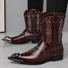 Mais Vendido na Amazon Transfronteiriça Retrô Botas de Couro Versáteis Masculinas Bico Fino Botas de Couro Casuais de Negócios Masculinas Slip-on Britânicas 25906