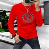 Sudadera Ajustada de Manga Larga con Letras de Pedrería para Otoño e Invierno, Calidad de Alta Gama, Jersey de Cuello Redondo, Marca de Moda para Hombre, Top de Personalidad Creativa