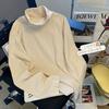 Fotos Reales de la Nueva Colección Otoño e Invierno 2026, Camiseta de Cuello Alto Holgada de Terciopelo Alemán Doble Cara para Mujer, Camiseta Básica con Mangas Ranglán y Forro Polar