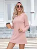 Item Mais Vendido do Site Independente de Comércio Exterior Transfronteiriço de 2026: Novo Vestido de Tricô com Capuz de Manga Longa Cor Sólida de Outono para Mulheres