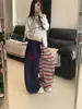 Calça de moletom listrada estilo retrô americano para mulheres, calça de dança jazz para primavera e outono, cintura elástica, perna larga, solta, modeladora, esportiva casual