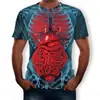 Verão 2025 Novo Modelo Homem Musculoso Estampa Digital 3D Camiseta Masculina Gola Redonda Manga Curta com Imagem Personalizada