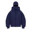 Sudadera con capucha de color claro de moda para primavera/otoño, para hombre, con forro polar, cremallera y diseño de capucha de doble capa