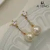 Brincos de Pérola Transparente Macaron Ai Tong Jewelry Brincos Doces e Delicados Atmosfera Suave Brincos Versáteis Retrô