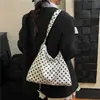 Bolsa Elegante de Bolinhas Pretas e Brancas, Bolsa Tote de Ombro Grande Capacidade para o Dia a Dia, Bolsa de Mão e Bolsa Transversal de Tecido de Nylon Leve