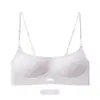 Sutiã feminino sem costura com efeito push-up e levanta seios, anti-queda, faz os seios pequenos parecerem maiores, respirável, com alças finas de glitter e lindo design nas costas