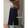 Suxinlan/YOUMO Jeans de Inverno Estilo Coreano Flocado Versátil Solto Emagrecedor Perna Larga 38791 (com cinto)
