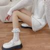 Calcetines Japoneses Lolita Suaves Lindos Lazo Encaje Patrón Vertical Calado Amor Jacquard para Niños JK