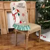 Decorações de Natal Transfronteiriças Desenho Animado Criativo Capa de Cadeira Papai Noel Capa de Cadeira Boneco de Neve Capa de Banco Listrada de Linho