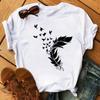 Playera estampada para mujer Dama Dibujo animado Pluma Lindo Estampado Camisetas Fa