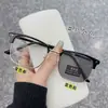 Gafas Planas de Alta Definición con Protección Anti-Luz Azul para Mujer, Gafas para Miopía con Montura de Ceja Retro, Gafas de Media Montura a la Moda para Miopía para Hombre