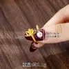 Anel Aberto Banhado a Ouro com Pérola Sintética Vietnamita Transfronteiriço para Mulheres, Anel de Flor com Gotejamento de Óleo em Ouro Sintético Tendência