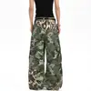 Calça jeans camuflada com estampa de leopardo desconstruída estilo americano transfronteiriça para homens e mulheres, nova marca da moda primavera e outono, calça de trabalho casual reta solta