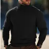 Outono e Inverno 2025 Europeu e Americano Masculino Listras Verticais Gola Alta Tricô Moda Masculina Tendência Pulôver Tricô Camiseta de Base