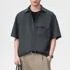Camisa de Lino de Manga Corta con Cuello de Lino para Hombre Xintang, Estilo Americano Holgada Sencilla Casual