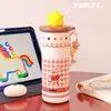 Taza de Agua Ins Modelo Nuevo 316, Taza Térmica de Acero Inoxidable de Aspecto Elegante, Gran Capacidad, Taza Portátil con Popote para Estudiantes