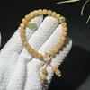 Pulsera de Cuentas Bodhi Columna de Dragón Natural, Artículo de Arte Ecológico Original sin Adornos, Pulsera de Cuentas de Oración de Círculo Único Unisex, Madera Blanda con Cuentas de Piedras Preciosas