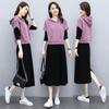 Falda de traje individual para mujer, otoño 2020, nueva moda para mujer, suéter, abrigo, vestido con personalidad de color en contraste, traje de dos piezas