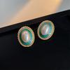Pendientes Retro Franceses de Circonita Esmeralda Estilo Palacio de Nicho Pendientes de Lujo Accesible Estilo Mediados de Siglo Pendientes de Gama Alta