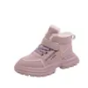 Botas Martin Forradas com Lã para Crianças Algodão Quente Inverno Novo Moda 2024 para Meninos Botas de Cano Curto com Velcro Onda de Frio
