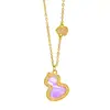 Estilo idéntico de Puzo Gold Store, carcasa de oro brillante de 24K incrustada con diamantes, pulsera y collar con forma de calabaza, conjunto de alta gama estilo chino nuevo