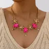Collar con Cadena de Flores Exageradas Retro Florales Estilo Hong Kong Goteo de Aceite Transfronterizo Moda Europea y Americana