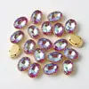 10x 14mm strass ovalado accesorios para joyería DIY cristal de vidrio costura a mano taladro de garra zapatos de boda accesorios para coser ropa