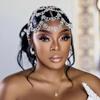 Amazon New Étnico Noiva Casamento Acessórios Para Cabelo Europeu E Americano Moda Strass Flor Headwear Feminino Corrente De Cabelo