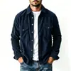 Camisa de pana retro americana para hombre, chaqueta de trabajo casual con solapa, chaqueta de manga larga para exportación