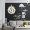 Relógio de Parede Retrô Americano Criativo Sala de Estar Sala de Jantar Relógio de Pendurar Relógio Simples Decoração de Parede do Quarto Relógio de Quartzo de Pendurar