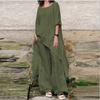 Conjunto de Moda Casual Soltinho Plus Size para Primavera e Outono para Mulheres Plus Size com Design Irregular, Cor Sólida, Traje Esportivo de Manga Média, Atacado Transfronteiriço