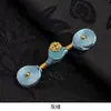 Botones de Hebilla Pan de Qipao Nuevo Estilo Chino Tejido a Mano Alambre Envuelto Perla Dorada Quemador de Incienso Botón de Tela de Una Palabra Hebilla Decorativa Retro Hanfu