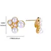 Brincos de Pérola Vintage Transfronteiriços com Aço Inoxidável Banhado a Ouro 18K, Brincos de Laço com Coração de Madrepérola Incrustados com Diamantes Fonte de Suprimento