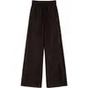 Calças elegantes de perna larga com corte curvo para mulheres, nova coleção outono/inverno 2026, cintura alta, modelagem que afina, cordão, caimento solto, fluidas, calças casuais, tendência