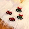 Brincos de Sino de Veludo Verde Outono e Inverno Brincos de Laço Retro Francês de Alta Qualidade Brincos de Natal Cor Bordô