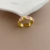 Anillo ajustable abierto con forma de gota de aceite y diseño de nicho con esmalte de color macarrón para mujer