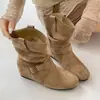 Botines planos retro Maillard para mujer, nuevo estilo de otoño 2026, con aumento interno de altura, suela suave, adecuados para combinar con faldas, botines cortos Birkenstock