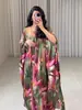Moda Feminina Transfronteiriça Nova Coleção Primavera/Verão 2025 para Plataformas de E-commerce Independentes e Amazon: Robe Caftan Estampado Vestido de Noite