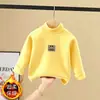 Camiseta Base de Forro Polar Semi-Alta para Niñas Otoño Invierno Ropa Interior Infantil Camiseta de Dibujos Animados Camiseta Cálida de Manga Larga para Niña Moderna